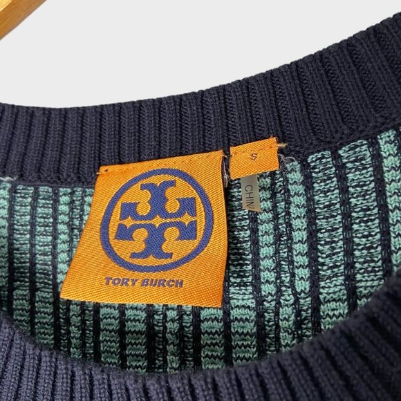Tory Burch Blue Knit Crewneck Sweater - Picture 5 of 8